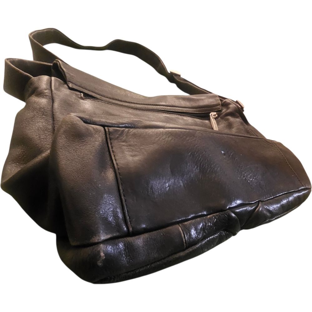 Vintage Authentic Marco Buggiani Italy Black Leather Shoulder Bag Purse - Picture 4 of 15